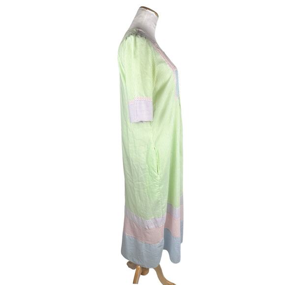 Go Softly Patio Petite Small S Striped Short Sleeve Maxi Dress Lounge Flowy S - Picture 3 of 7